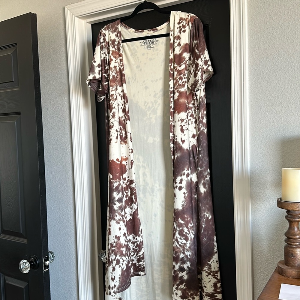 Crazy train Cow print duster cardigan